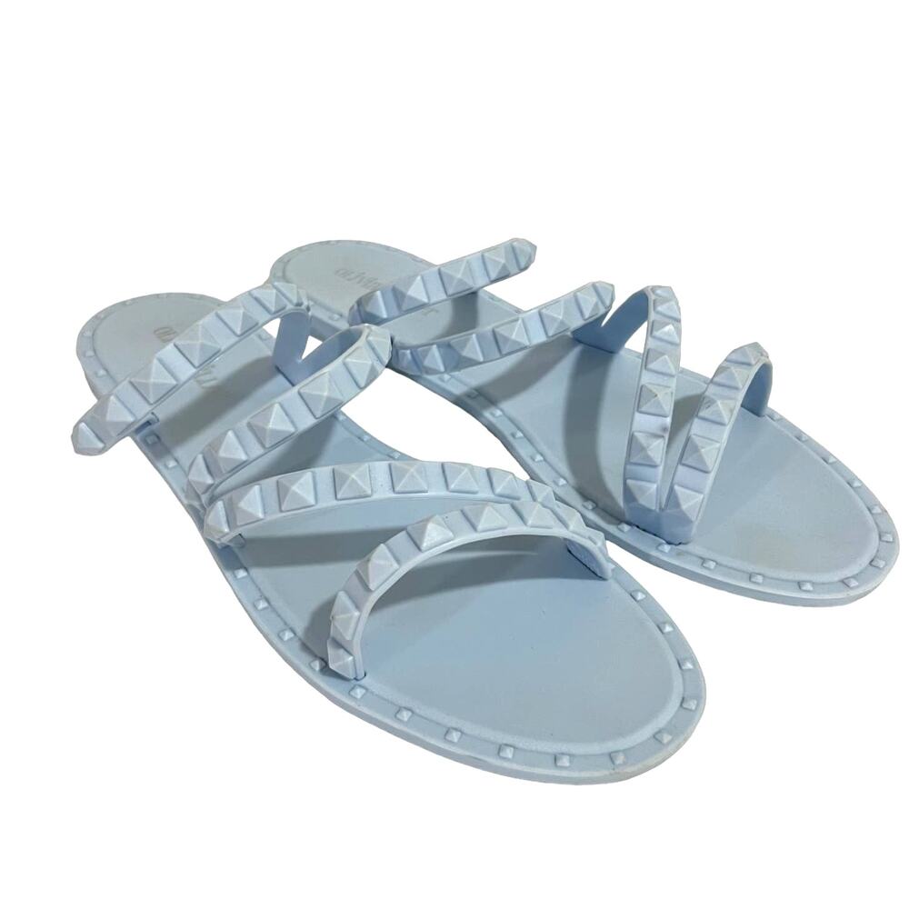 Olivia Miller Blue Studded Strappy Jelly Sandals Size 10